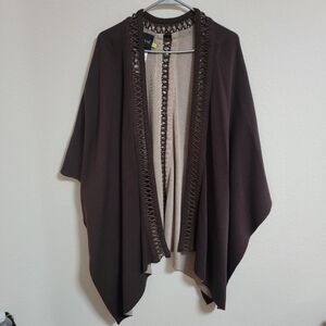LYSSE Chocolate One Size Poncho with Criss Cross Detail